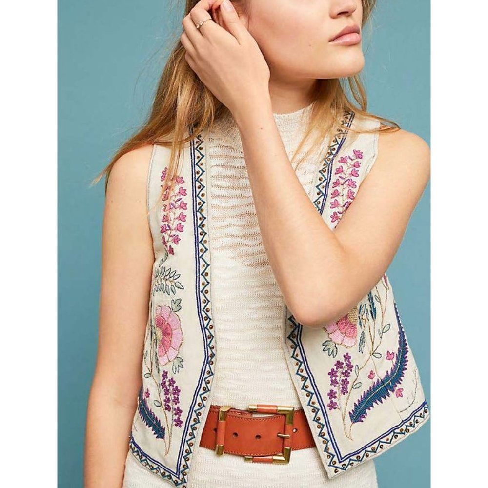 Anthropologie Belle Embroidered Vest brand ETT.TWA